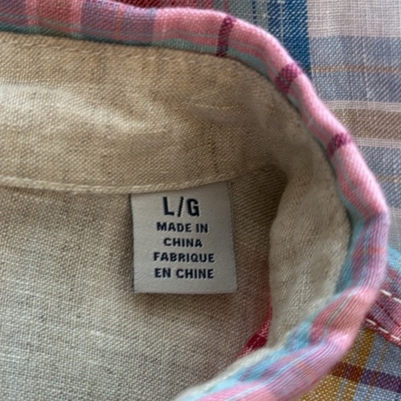 Men’s Tommy Bahama Multi Color Plaid Button Down 100% Linen Shirt. Size Large. - Picture 9 of 12